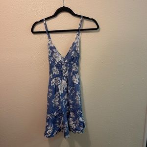 blue and white floral dress
